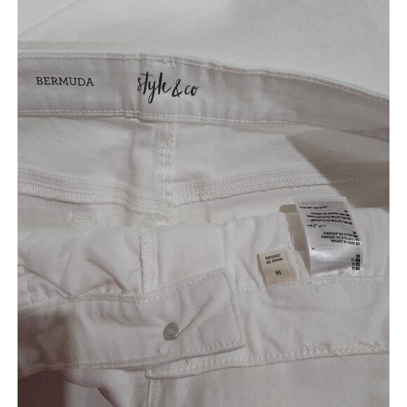 Style & Co Women’s White Bermuda Denim Shorts – Size 14, Raw Hemline - Picture 5 of 7